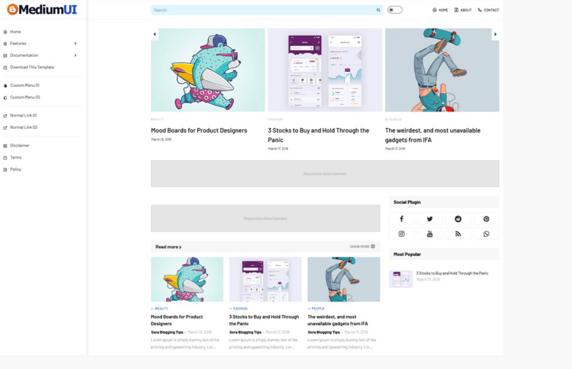 Median UI Blogger Theme Preview